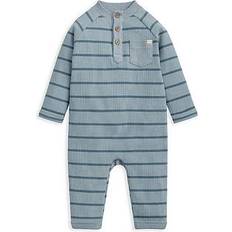 Blue Playsuits Children's Clothing Mamas & Papas Striped Rib Romper Blue