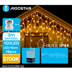 Aigostar Lamper Aigostar 5m Batteri Iskæde 100 LED 25 Rækker Lyskæde