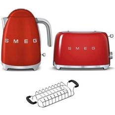 Red toaster and kettle Smeg KLF03 Kettle TSF01 Toaster Bun Warmer Bundle