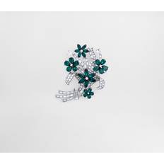 Green Brooches Dolce & Gabbana Floral Brooch With Rhinestones Green Metal