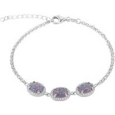 Opaler - Silver Armband Spero London Sterling Silver Purple Opal Halo Bracelet