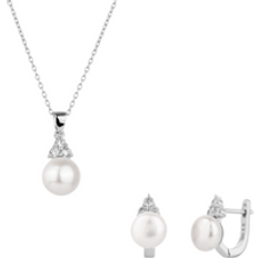 Pärlor Smyckesset Spero London Sterling Silver Grape Pearl Necklace Earring Set