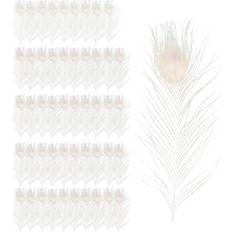 Arts & Crafts Sodial 50 Pcs Natural White Feathers In The Eye