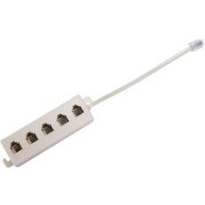 Sodial Beige RJ11 6P4C Male Plug To 5 Ports Female Phone