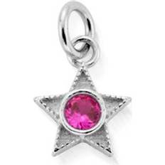 Ruby Charms & Pendants ChloBo July Ruby CZ Birthstone Mini Star Pendant - Silver