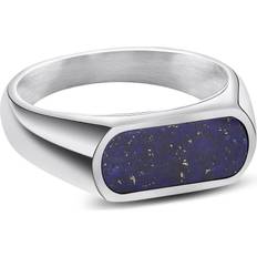 Herr - Klackringar Arkai Sølvfarvet Rustfri Stål Lapis Lazuli Signet Ring