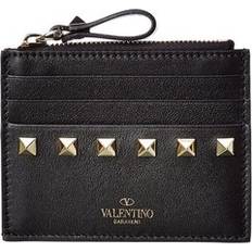 Rockstud Leather Card Holder Women - Black