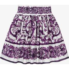 24-36M Skirts Children's Clothing Dolce & Gabbana Girls Purple Majolica Print Cotton Skirt With Shirred Waist