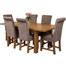 Grey - Oaks Dining Sets Modern Furniture Direct Solid Oak 150cm Extending Table Dining Set