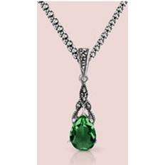 Emerald Necklaces John Greed Signature Silver Marcasite Emerald CZ Drop Necklace - Silver
