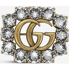 Gucci Brooches Gucci Womens Gold Double G Crystals Brooch - Gold
