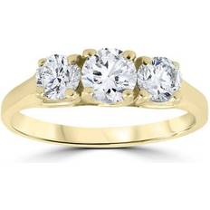 3-Stone Diamond Solitiare Round Engagement Ring 14k Yellow Gold