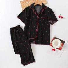 Pyjamases on sale Shein Teen Girls 2 Pieces Pajama Set Cherry Print - Cherry Print