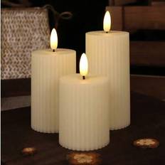 Beige LED Candles Shein 3pcs Plastic Beige Gear Striped Electronic Set LED Candle