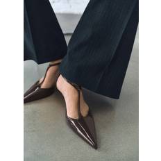 Mango Shoes Mango Kitten Heel Patent Leather Shoes - Khaki