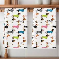 Microfiber Kitchen Towels Shein 2pcs Dachshund Decoration Towels Kitchen Towel