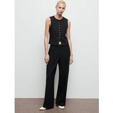Mango Dam Byxor & Shorts Mango Pleated Wide Leg Trousers - Black