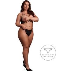 Open Cup Triangle Bra with Lace and Adjustable Sliders - Black