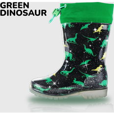 Laced Wellingtons Children's Shoes Shein Kid's Waterproof Dinosaur Rain Boots - Shiny