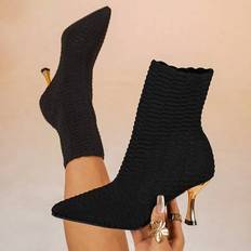 Stiletto Ankle Boots Shein Pointed Toe High Heel Ankle Boots - Solid Color