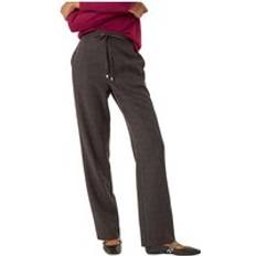Checkered Trousers Roman Elasticated Waist Drawcord Trouser - Aubergine