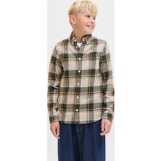 Ternede Skjorter Børnetøj Jack & Jones Junior Skjorte Peat Mørkegrøn