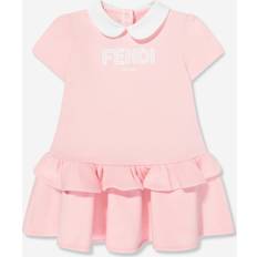 12-18M - Everyday Dresses Fendi Baby Girls Pink Cotton Embroidered Logo Dress - Pink