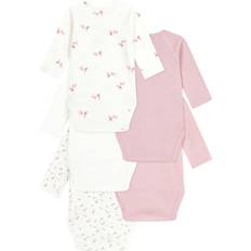 Cotton - Girls Bodysuits Petit Bateau Baby Girls Cotton Bodysuits - Ivory Pink