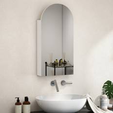 Homcom Bathroom Mirror Cabinet With Adjustable Glass Shelves White