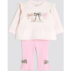 River Island Baby Girls Pink Bow Peplum Sweat Set - Pink