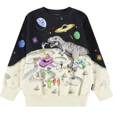 Molo 12-18M Barnkläder Molo Mattis Sweatshirt Pixel Moon 122 cm - Sort
