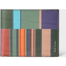 Leather Seasonal Stripe Compact Billfold Wallet - Multicolour