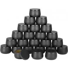 HKHBJS 24pcs Black Candle Tins With Lids