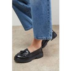 Low Shoes Oasis Brooker Leather Tassel Chunky Loafers - Black