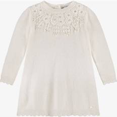 Wool Dresses Tartine et Chocolat Girls Ivory Wool Knit Dress With Embroidered Flowers