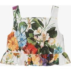 Zipper Blouses & Tunics Children's Clothing Dolce & Gabbana Girls Colourful Floral Cotton Sleeveless Blouse White