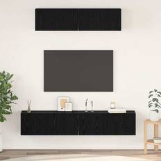 Multifarvet Vægskabe vidaXL Væg TV Skab 4 Pcs Sort Eg 80 x 30 x 30.5 cm Vægskab