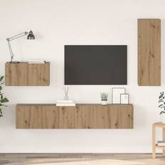 Natural Wall Cabinets vidaXL TV Wall Mounted 4 Pcs Wall Cabinet