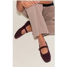 Faux Suede Square Toe Buckle Ballet Flats - Chocolate