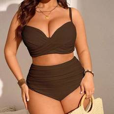 Shein Plus Size Women Solid Color Gather Strap Set