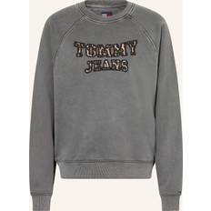 Tommy Hilfiger Dam Tröjor Tommy Hilfiger Varsity Leopard Appliqué Logo Boxy Sweatshirt - Black