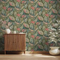 Green leaf wallpaper Holden Paisley Leaf Wallpaper 13440 Green