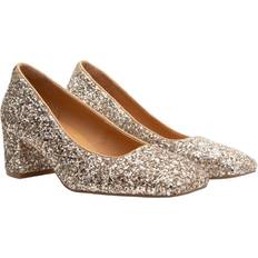 Woden Dame Højhælede sko Woden Marie Low Glitter Pumps Leather Pumps - Beige