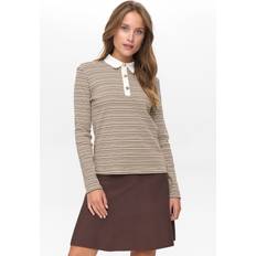 Nusemma Ls Polo T-Shirts - Beige/Brun/Hvid
