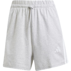 adidas Essentials 3-Stripes Cotton Shorts - Light Grey Heather/White