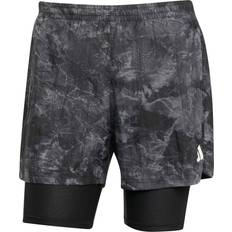 adidas Own The Run Spray 2-in-1 Shorts - Grey Four/Black