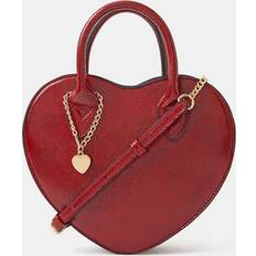 Red - Women Handbags Accessorize Patent Heart Crossbody Handbag - Red