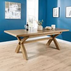 Brown - Oaks Dining Sets Home Source Extending Oak Table Beige Cross Back Chairs Dining Set
