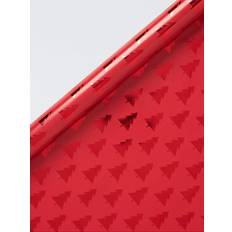Christmas Trees Foiled Wrapping Paper L4m Red