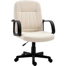 Beige Chairs Homcom Swivel Executive Cream White Office Chair 104cm